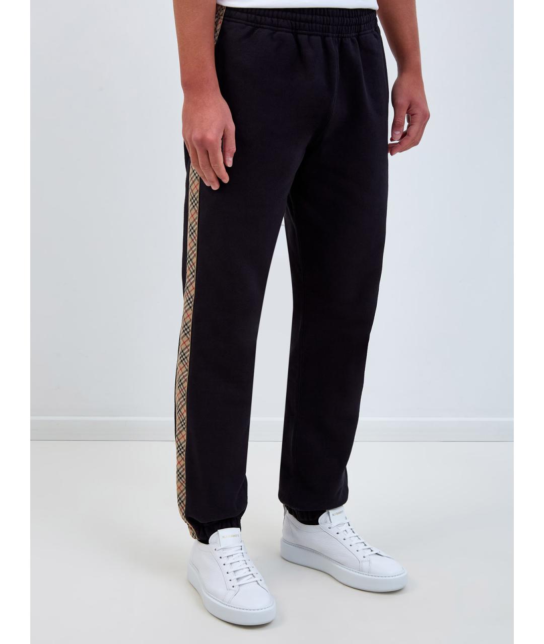 BURBERRY Черные хлопковые повседневные брюки, фото 3