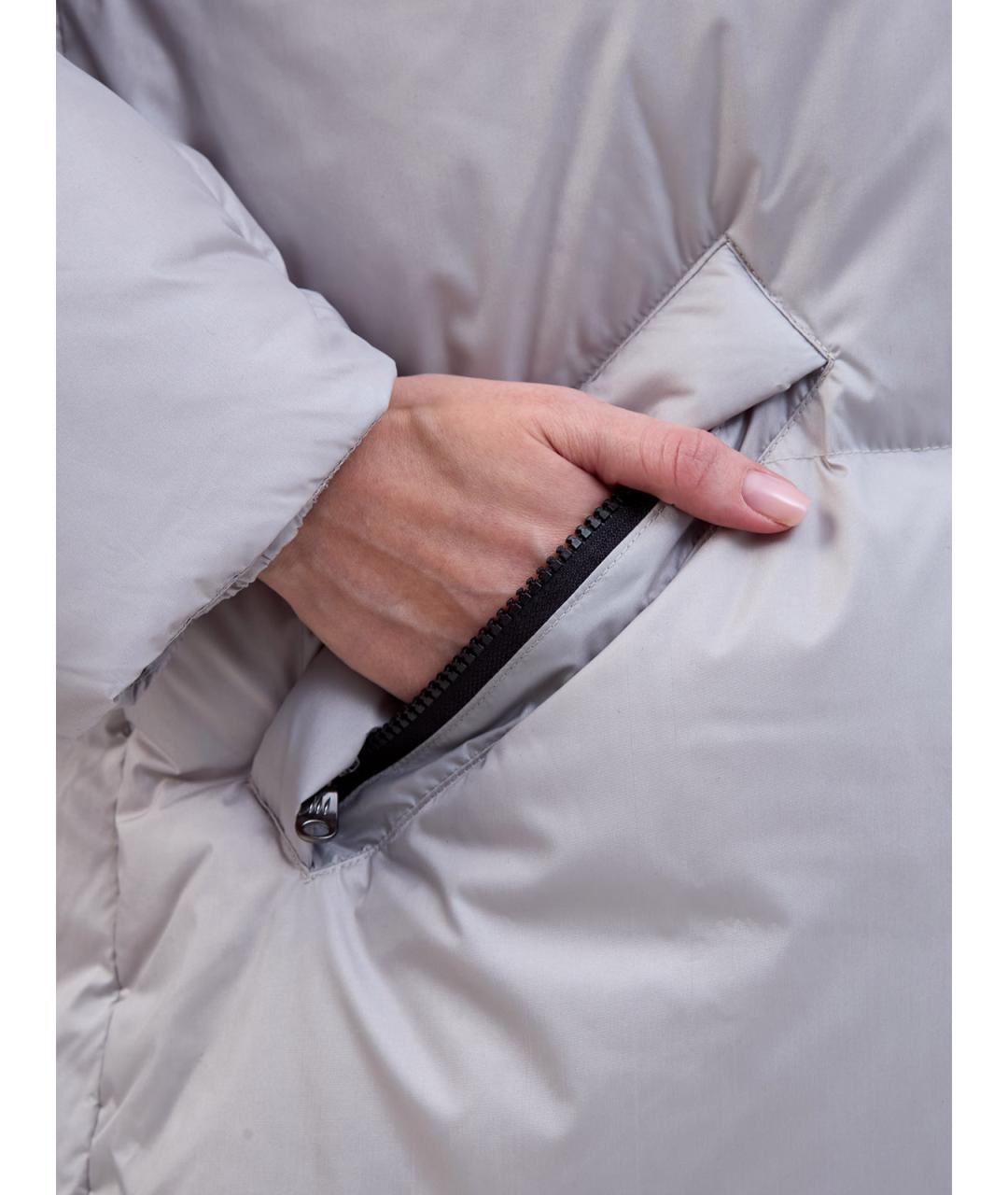 HETREGO Серый полиэстеровый пуховик, фото 5