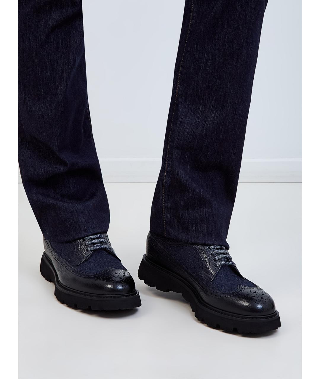 DOUCAL'S Черные кожаные низкие ботинки, фото 2