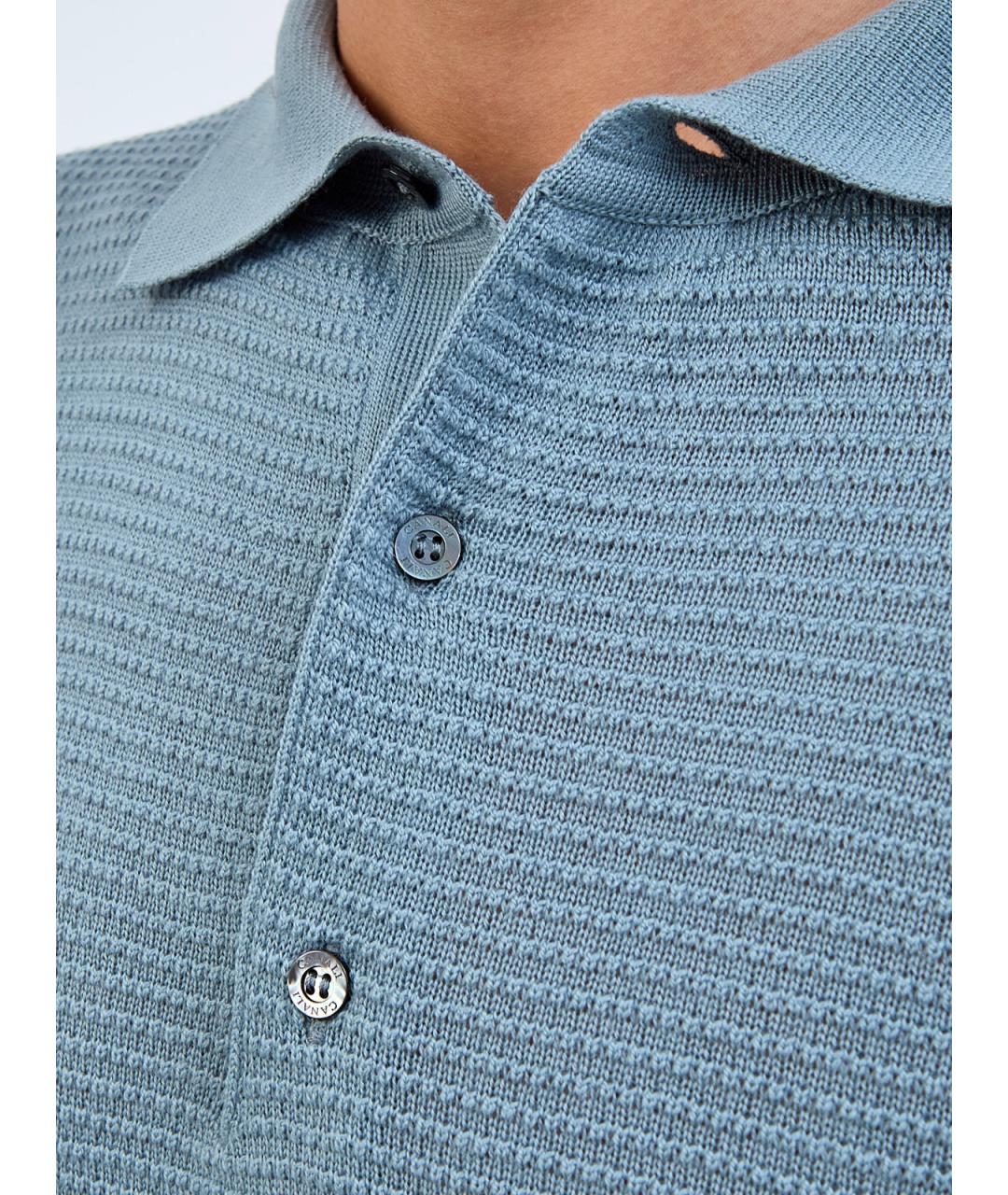 CANALI Бирюзовое поло с длинным рукавом, фото 5