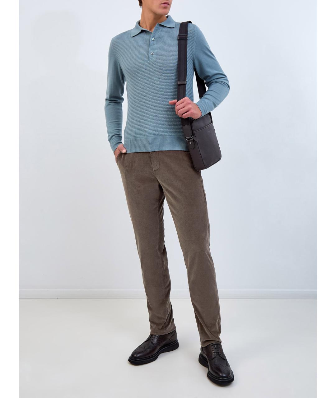 CANALI Бирюзовое поло с длинным рукавом, фото 2