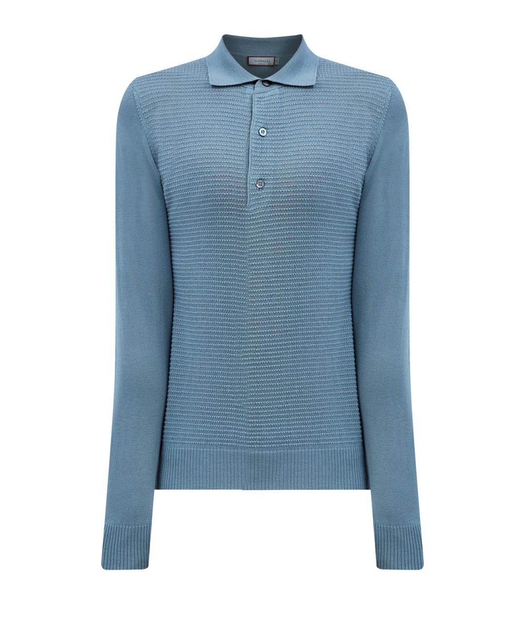 CANALI Бирюзовое поло с длинным рукавом, фото 1