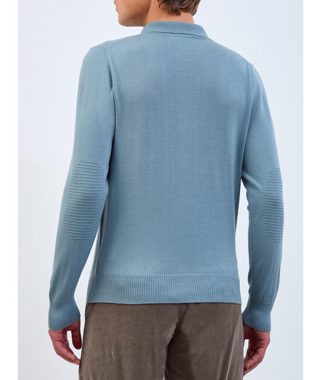 CANALI Бирюзовое поло с длинным рукавом, фото 4