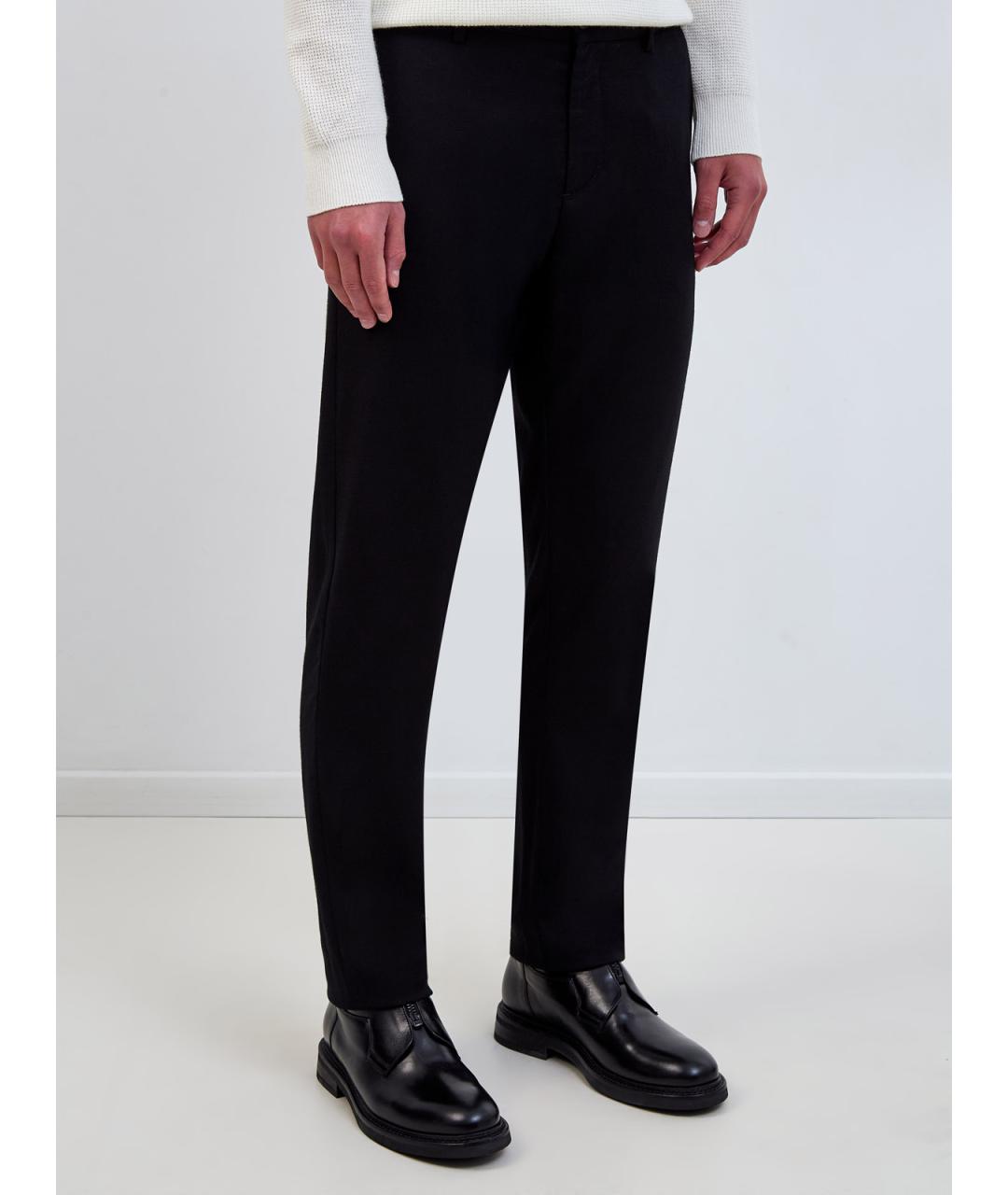 CANALI Черные шерстяные повседневные брюки, фото 3