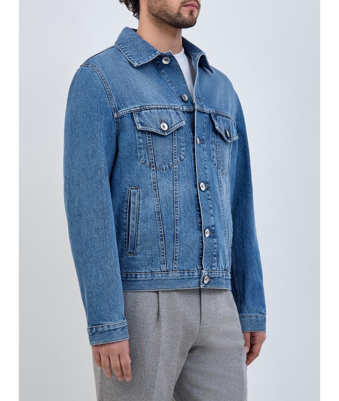 BRUNELLO CUCINELLI Голубая хлопковая куртка, фото 3