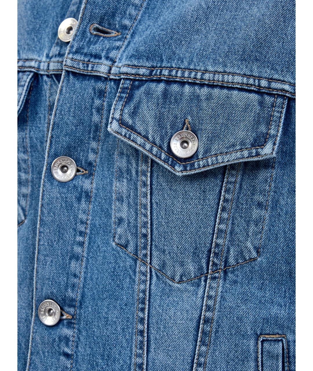 BRUNELLO CUCINELLI Голубая хлопковая куртка, фото 5