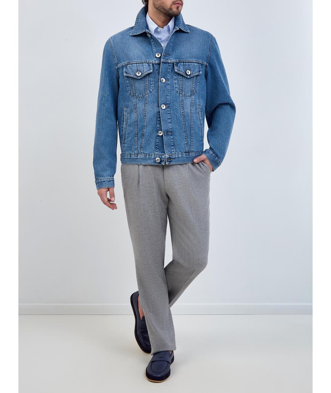 BRUNELLO CUCINELLI Голубая хлопковая куртка, фото 2