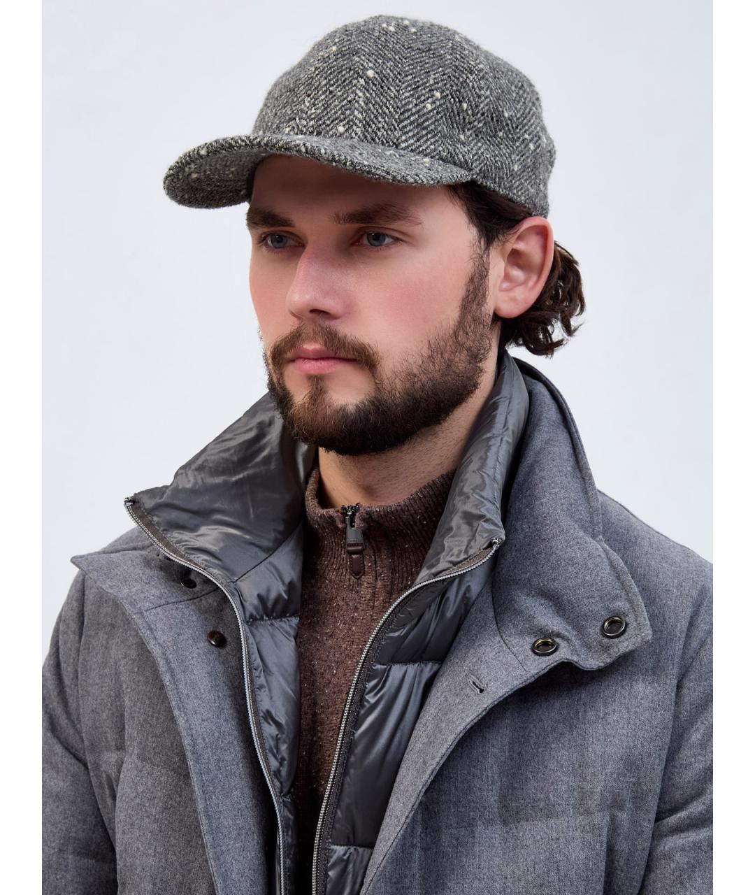 CANALI Серая шерстяная кепка/бейсболка, фото 2