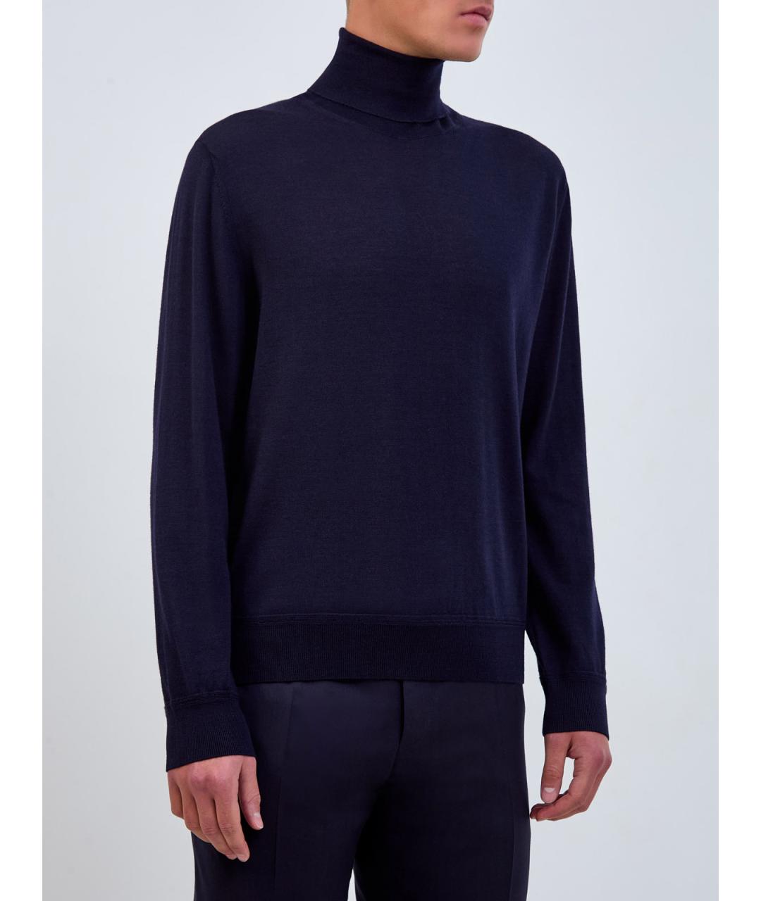 CANALI Синяя шерстяная водолазка, фото 3