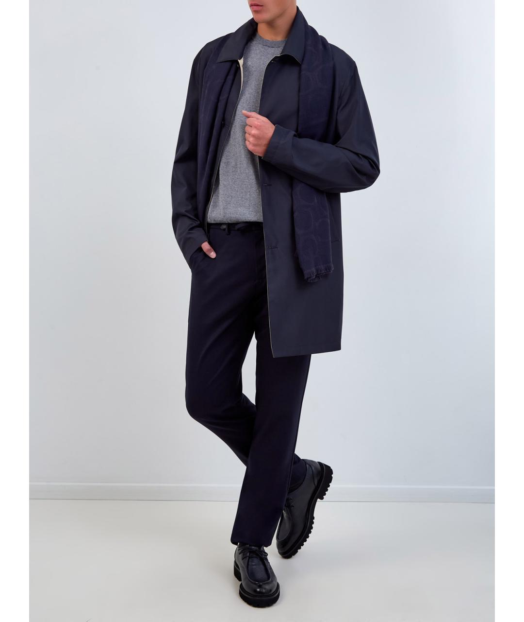 CANALI Синие шерстяные повседневные брюки, фото 2