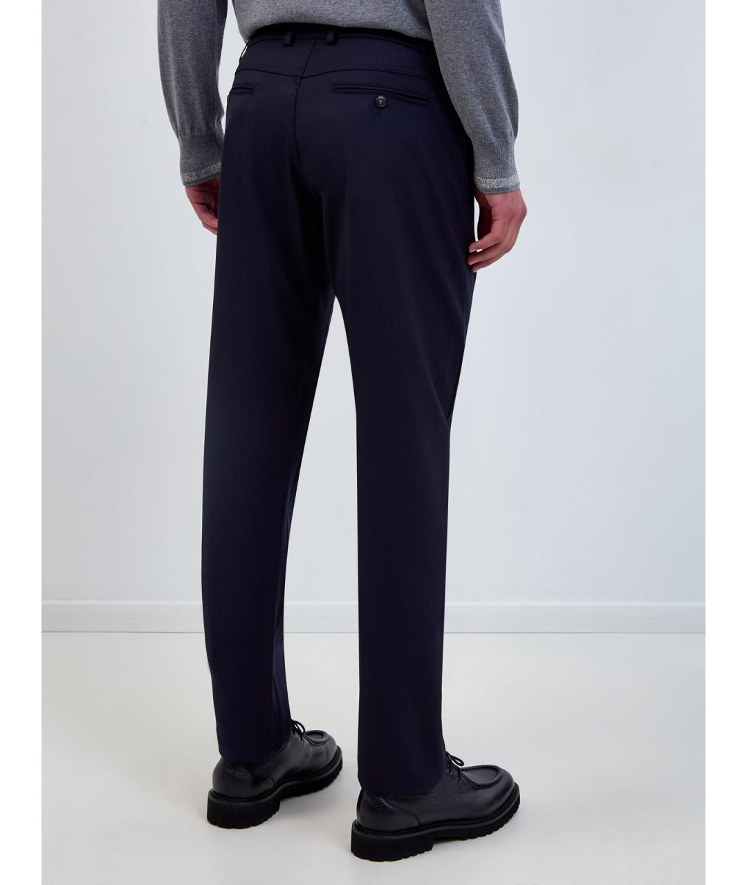 CANALI Синие шерстяные повседневные брюки, фото 4