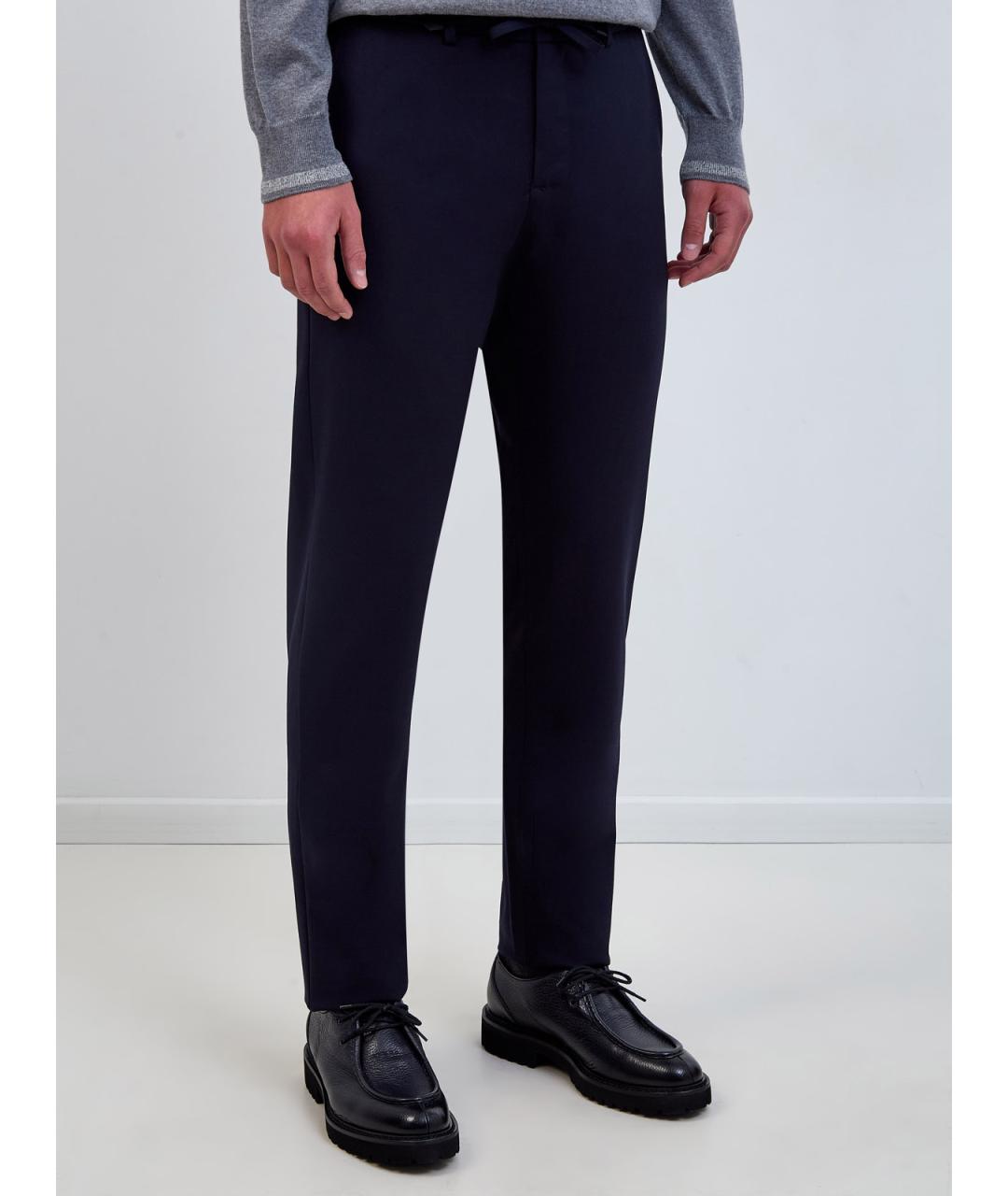 CANALI Синие шерстяные повседневные брюки, фото 3