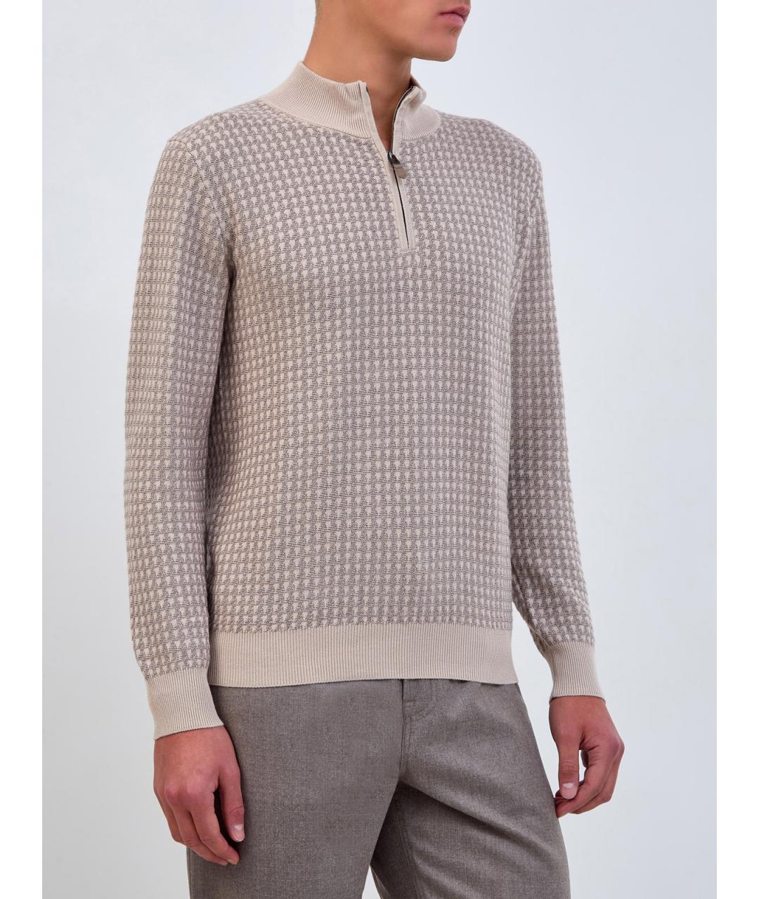 CANALI Бежевый шерстяной джемпер / свитер, фото 3