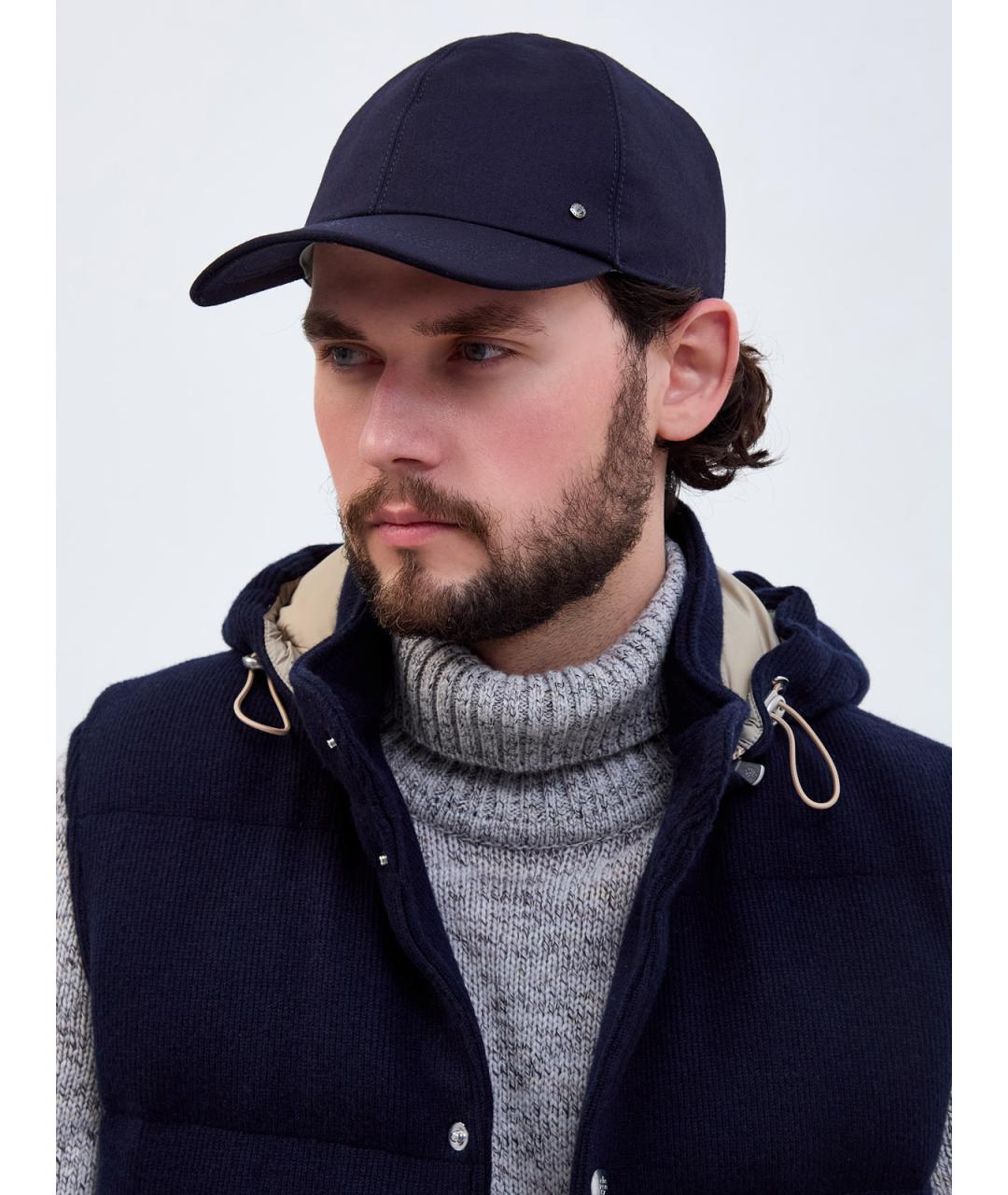 CANALI Синяя шерстяная кепка/бейсболка, фото 2