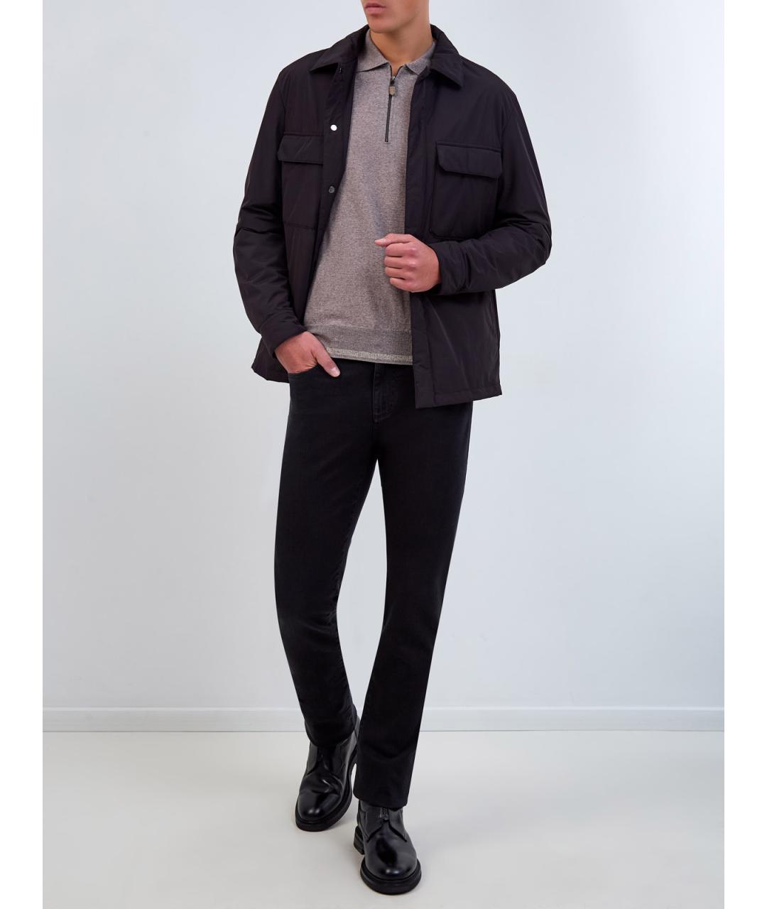 CANALI Черные хлопковые прямые джинсы, фото 2