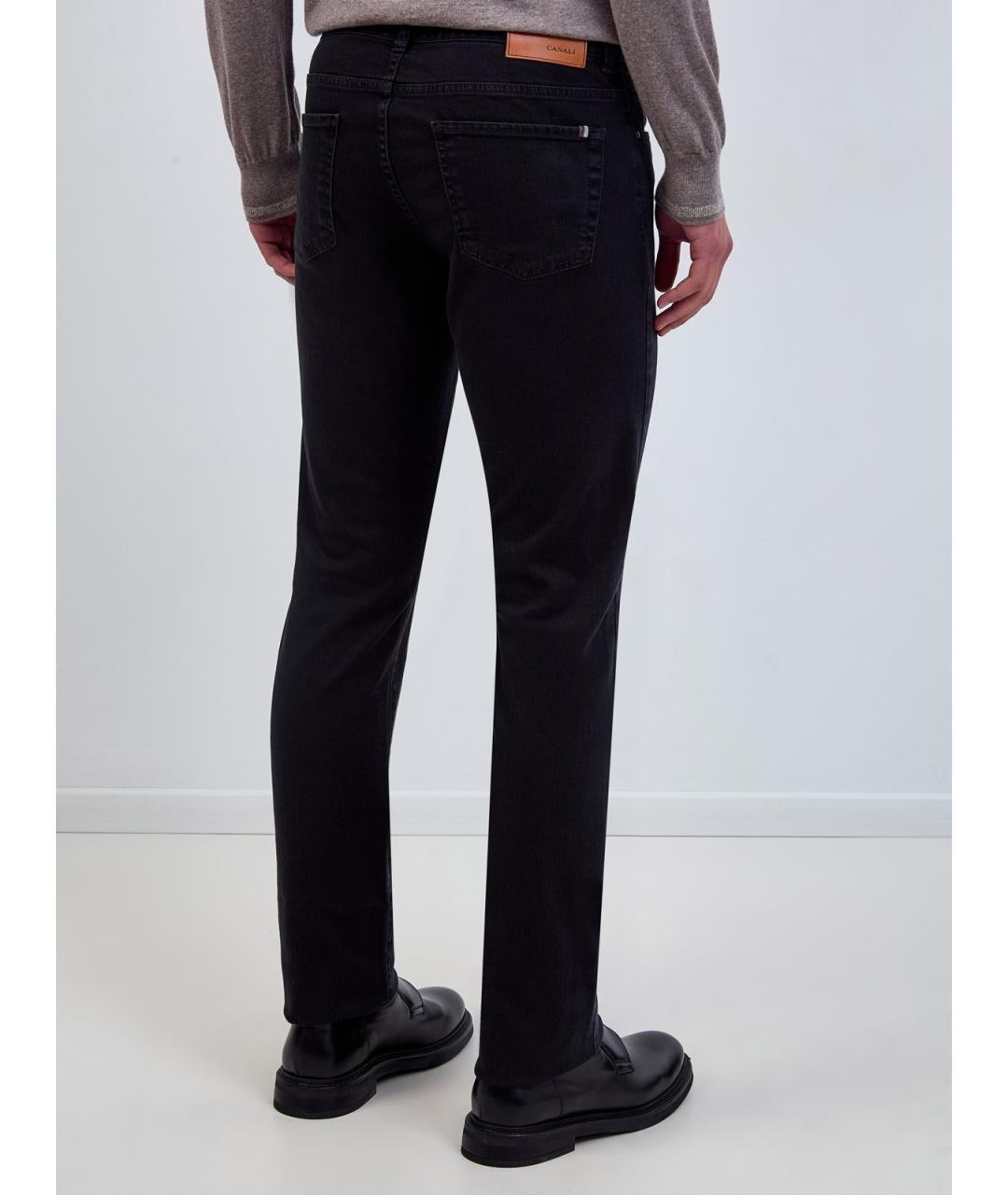 CANALI Черные хлопковые прямые джинсы, фото 4