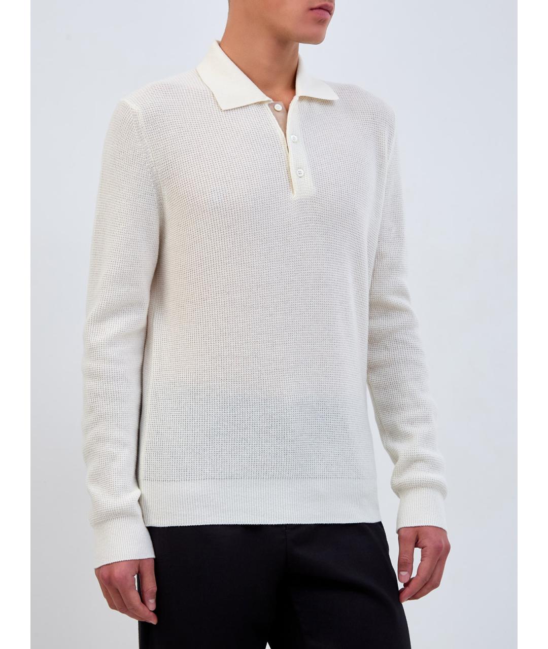 CANALI Белое поло с длинным рукавом, фото 3