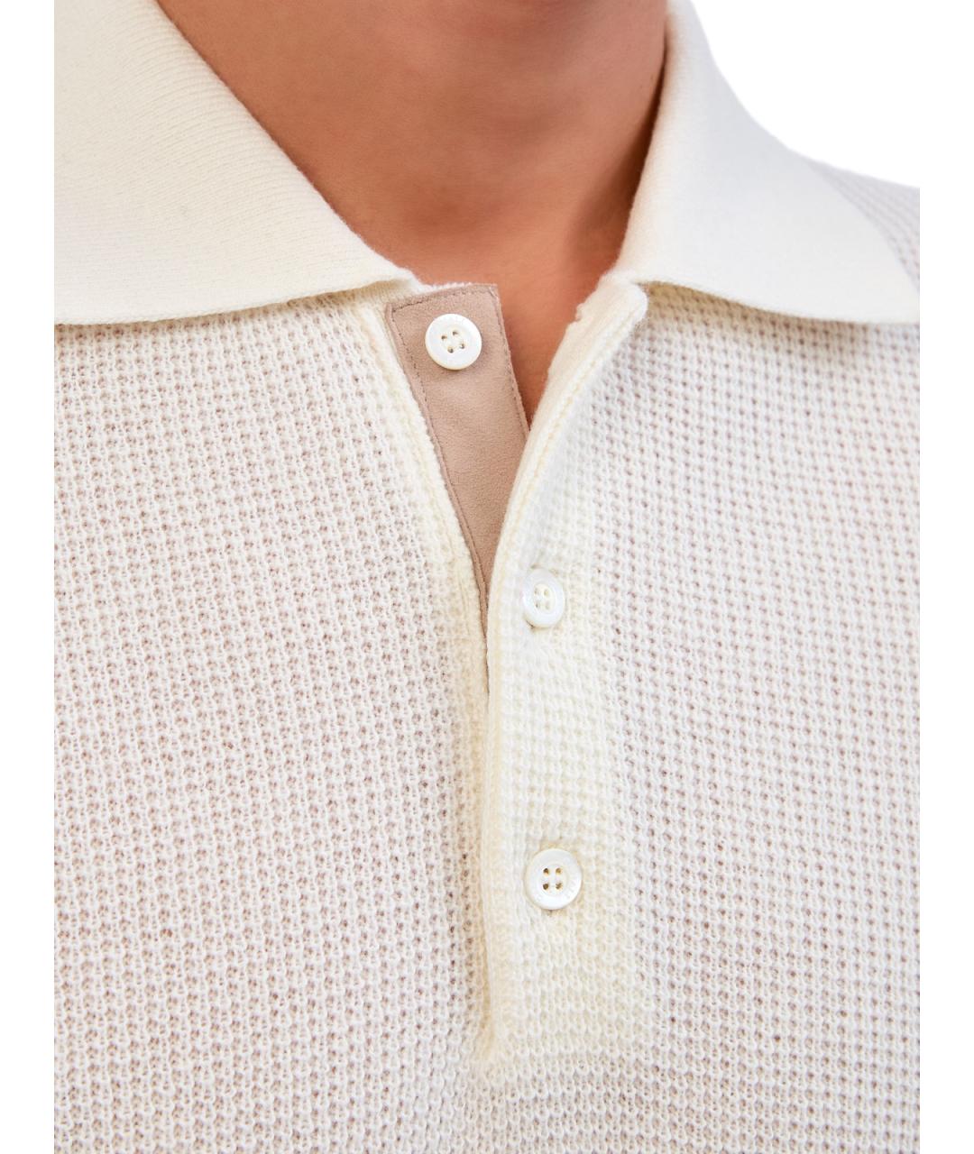 CANALI Белое поло с длинным рукавом, фото 5