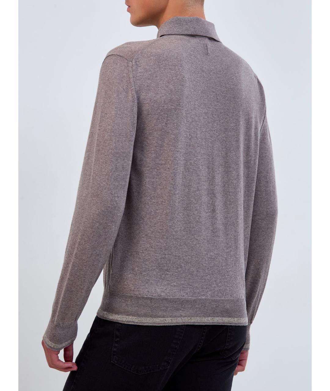 CANALI Коричневое поло с длинным рукавом, фото 4