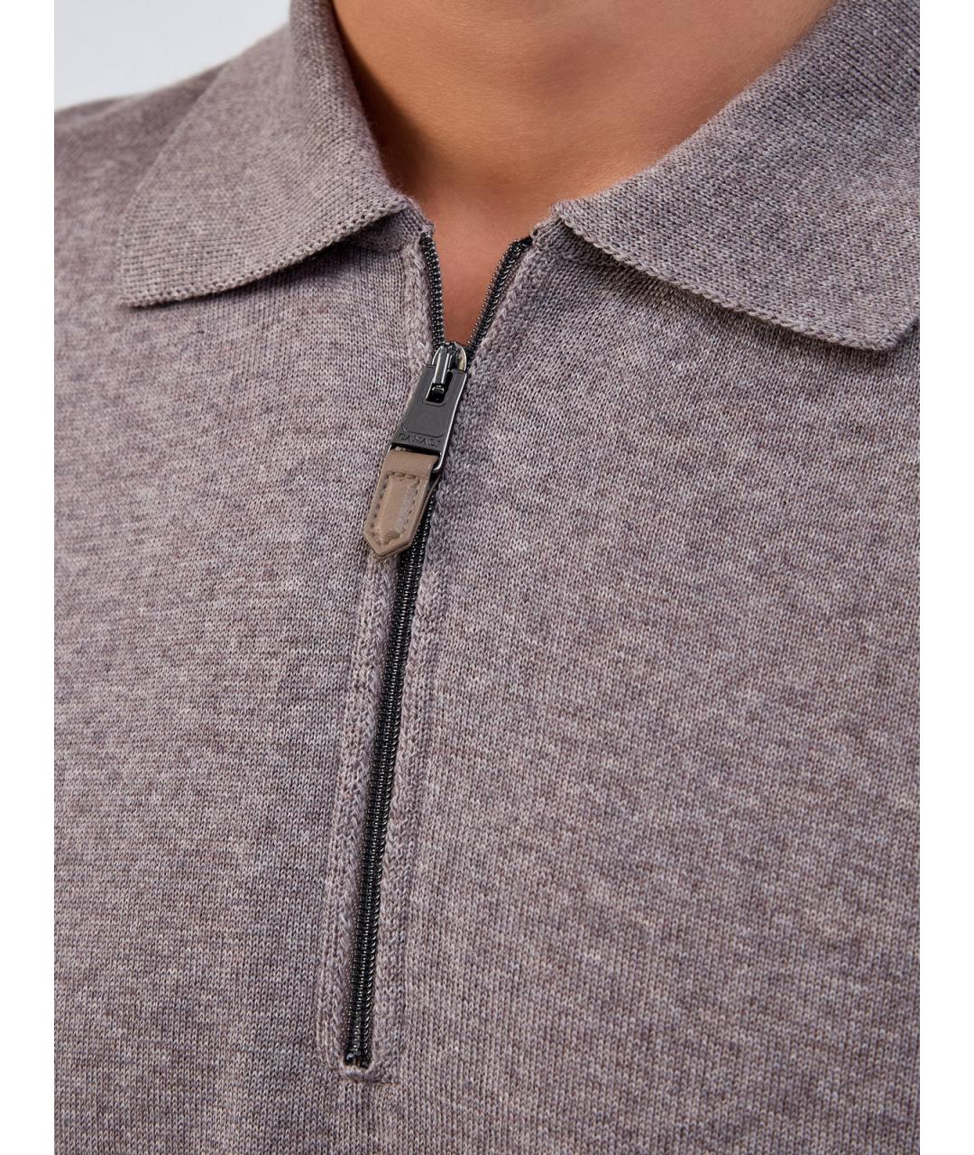 CANALI Коричневое поло с длинным рукавом, фото 5