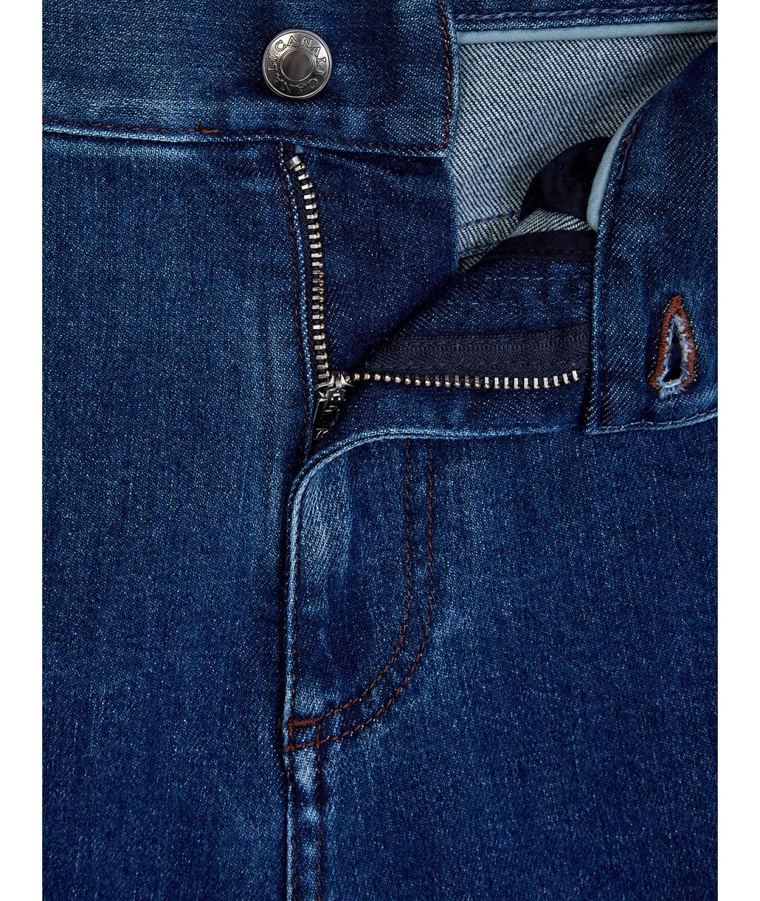 CANALI Синие хлопковые прямые джинсы, фото 6