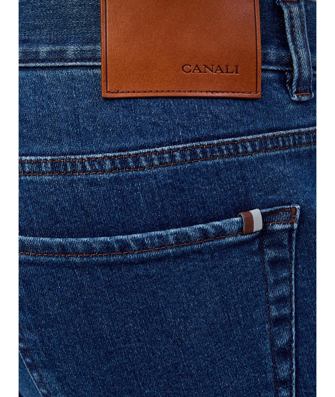 CANALI Синие хлопковые прямые джинсы, фото 5
