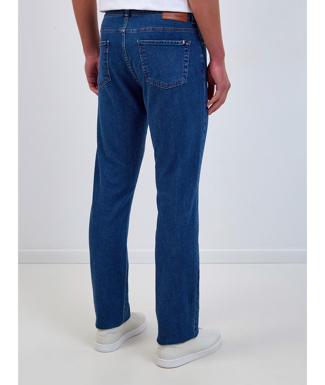 CANALI Синие хлопковые прямые джинсы, фото 4