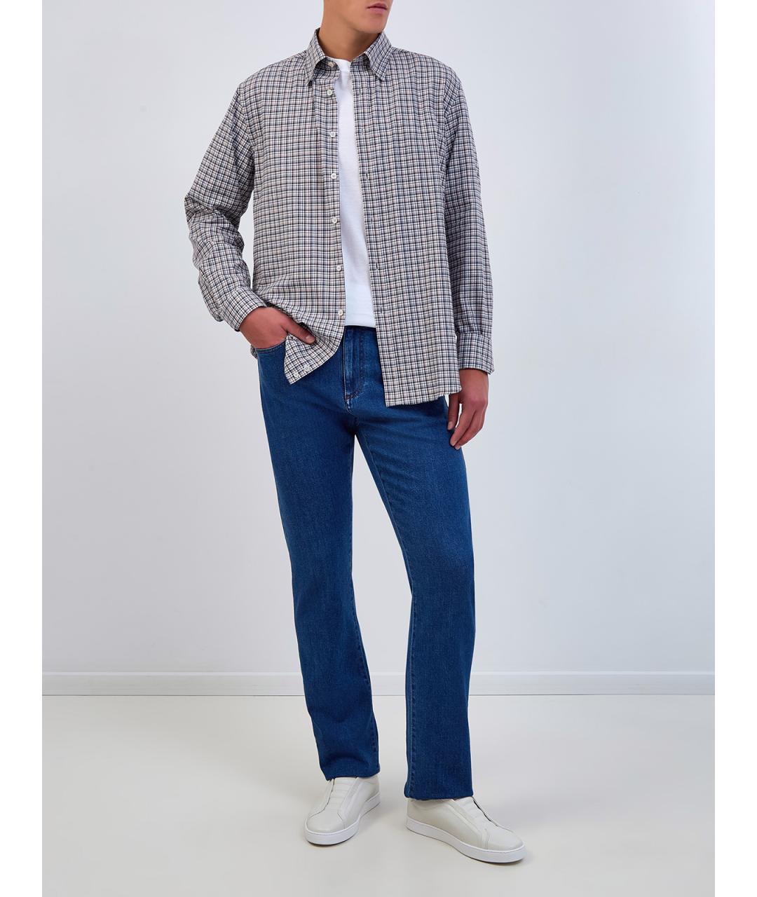 CANALI Синие хлопковые прямые джинсы, фото 2