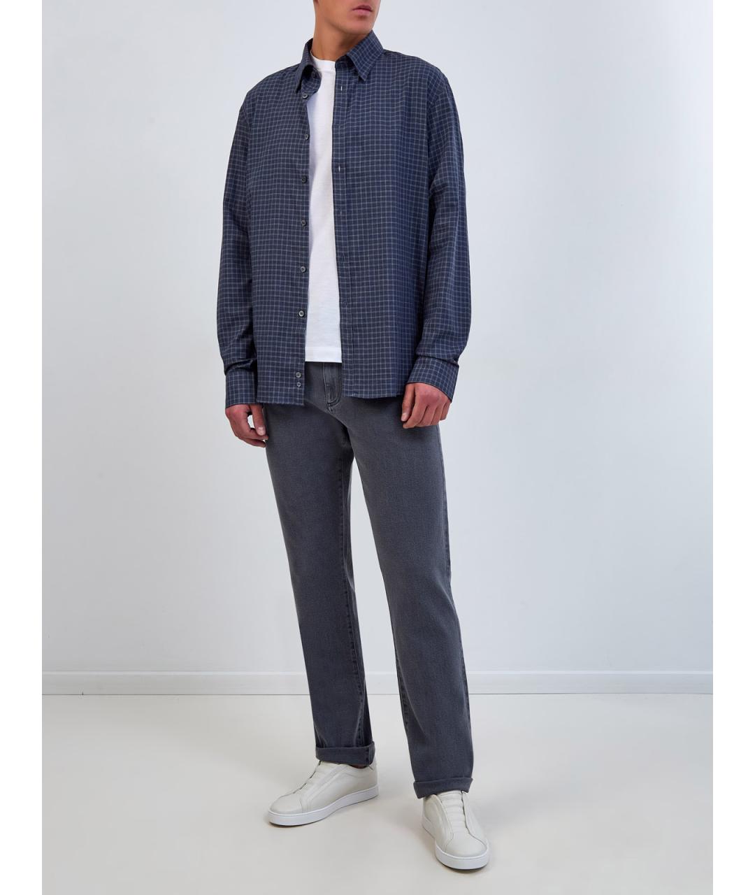 CANALI Синяя хлопковая кэжуал рубашка, фото 2