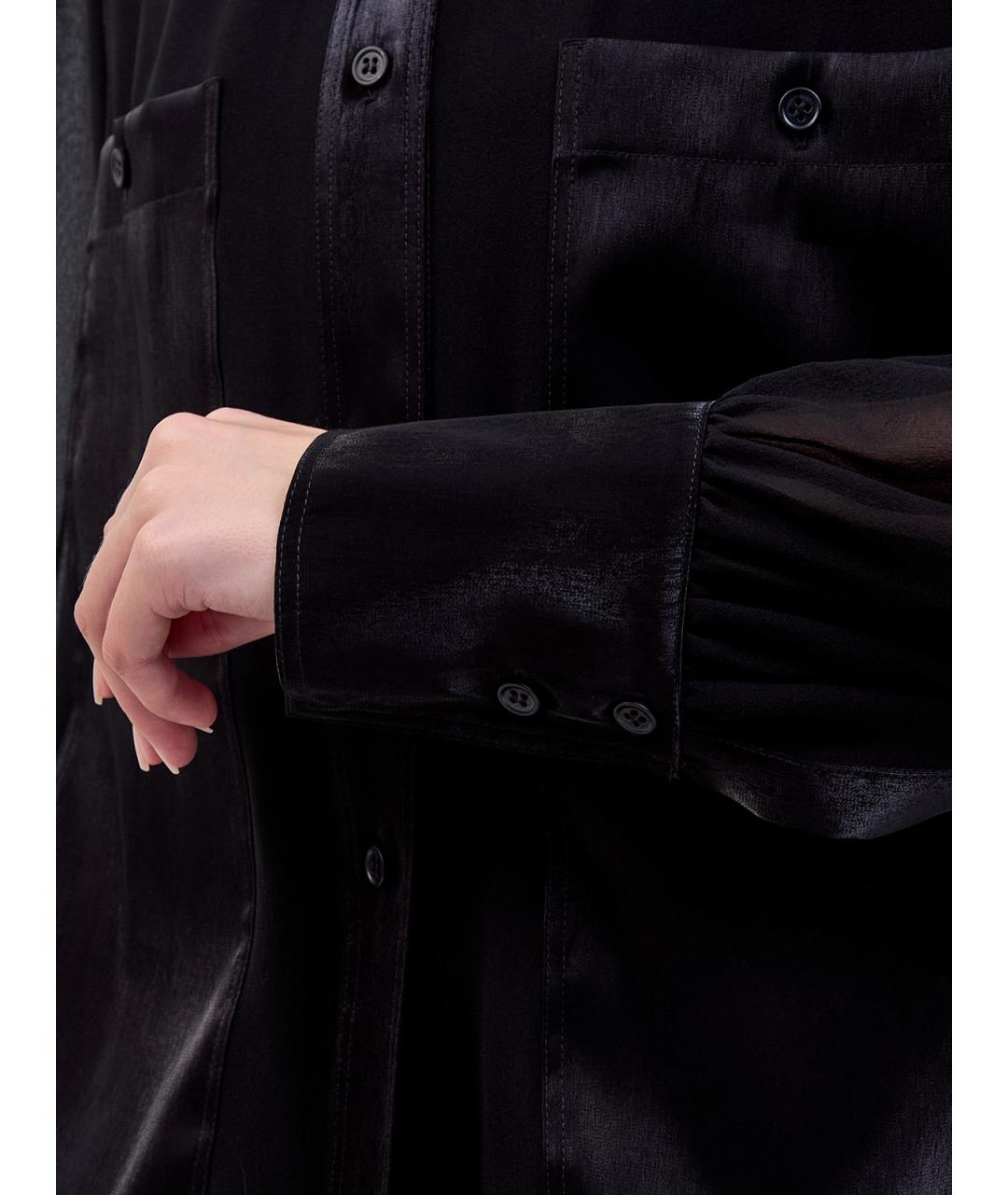 GENTRY PORTOFINO Черная шелковая рубашка, фото 5