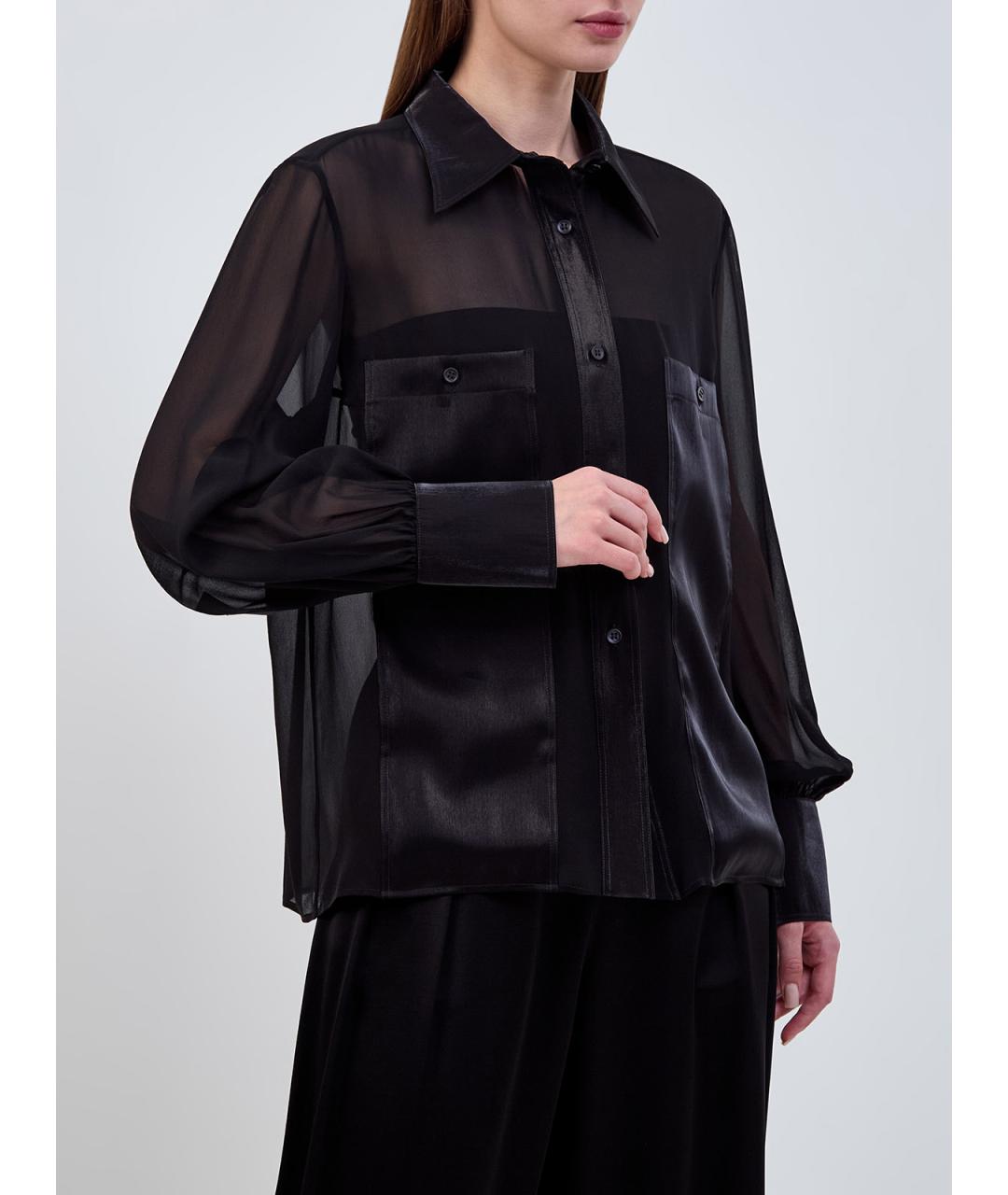 GENTRY PORTOFINO Черная шелковая рубашка, фото 3