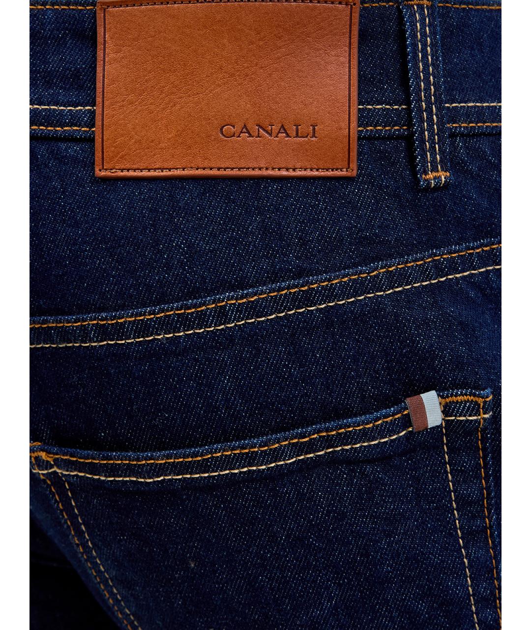 CANALI Темно-синие хлопковые прямые джинсы, фото 5