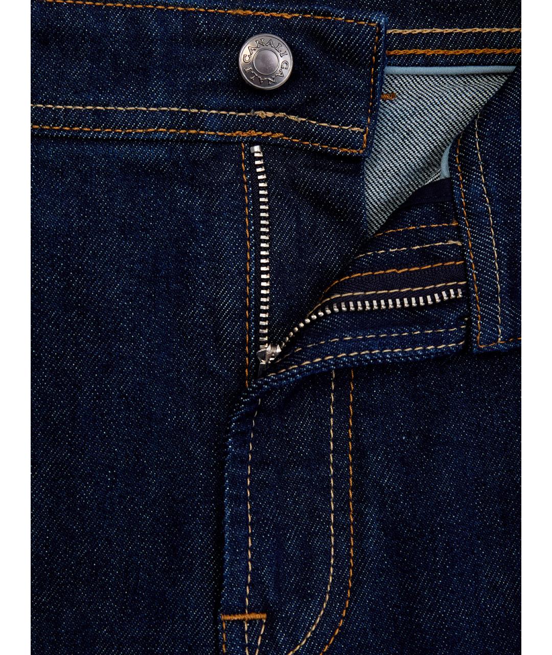 CANALI Темно-синие хлопковые прямые джинсы, фото 6