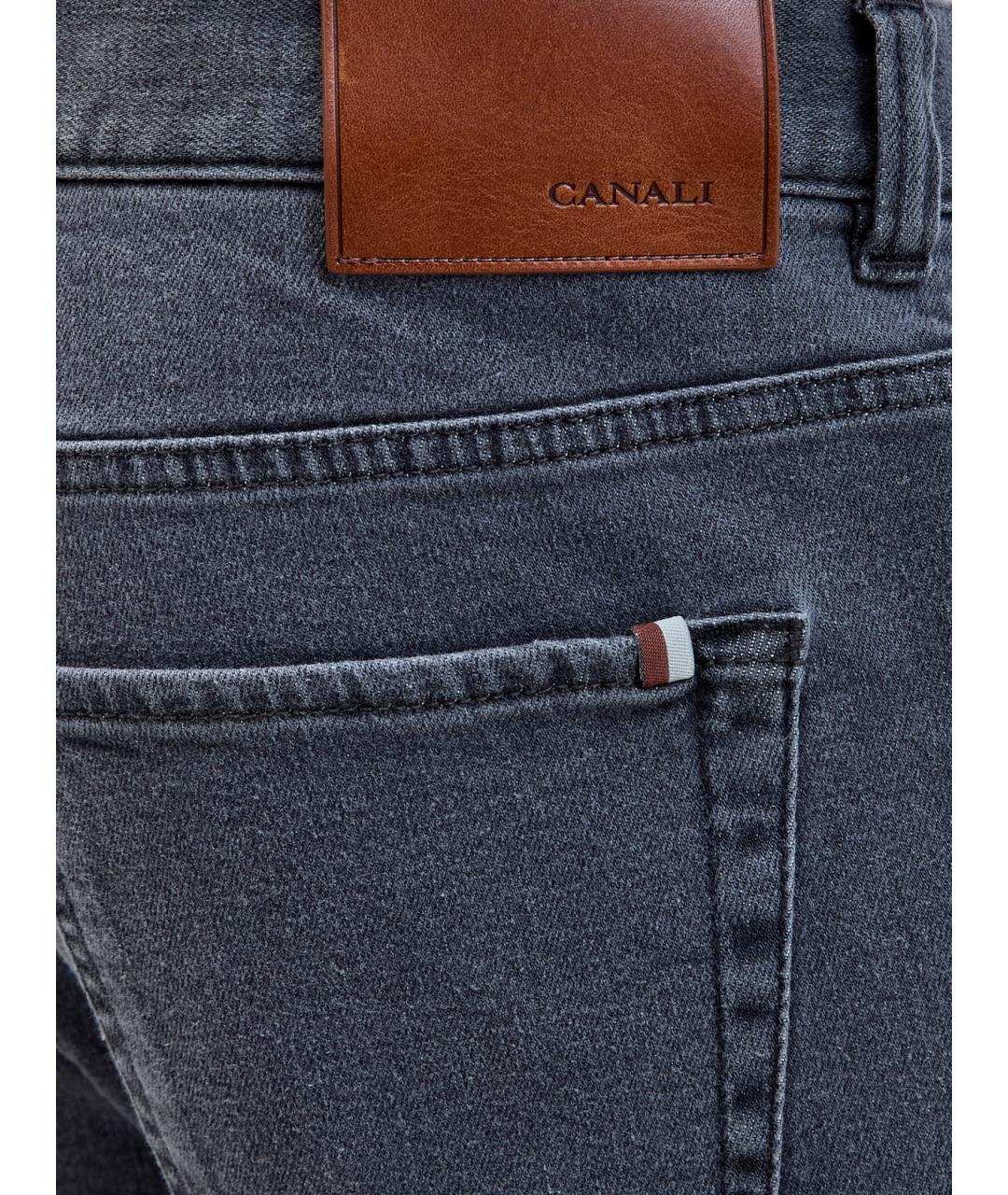 CANALI Серые хлопковые джинсы скинни, фото 5