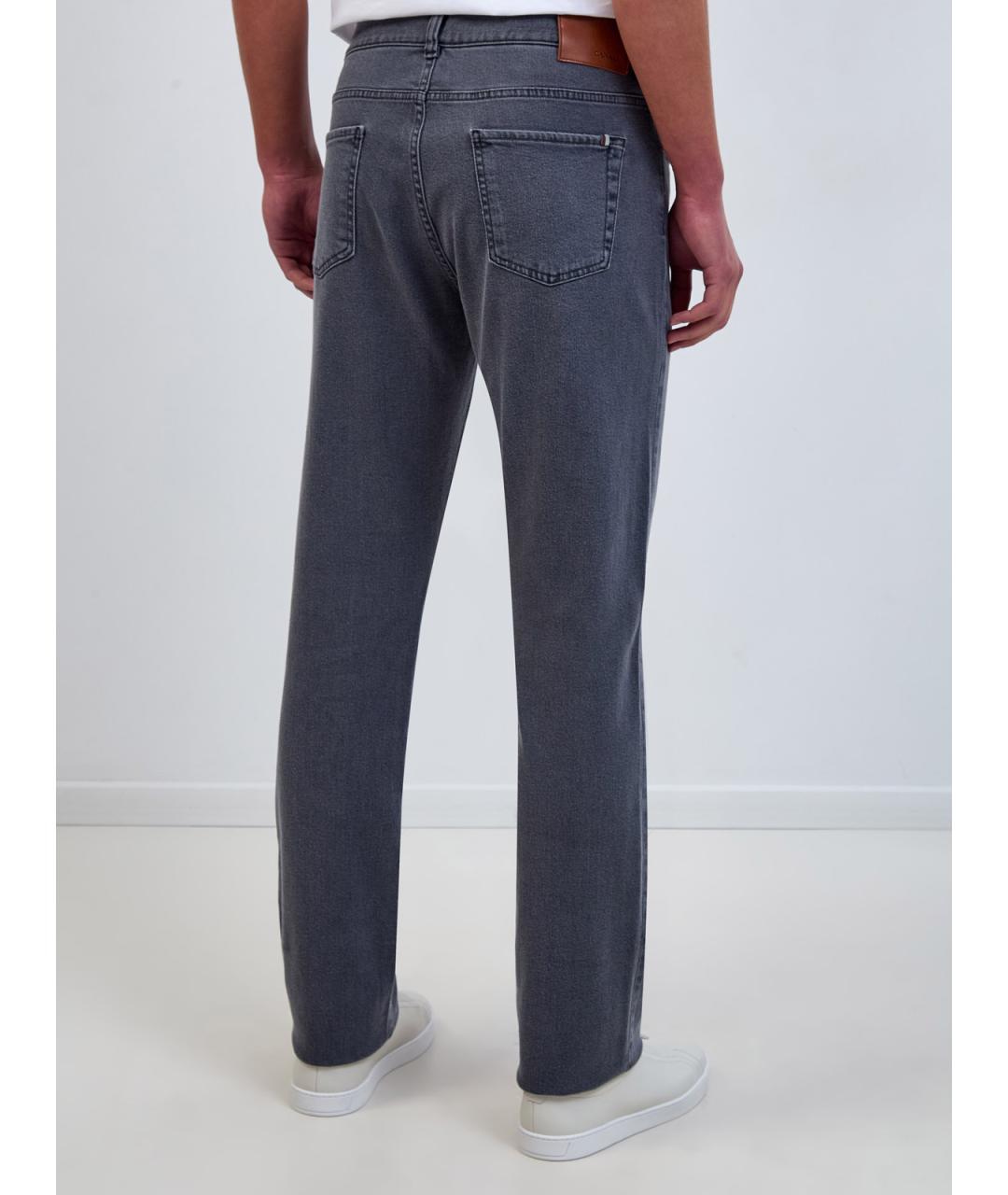 CANALI Серые хлопковые джинсы скинни, фото 4