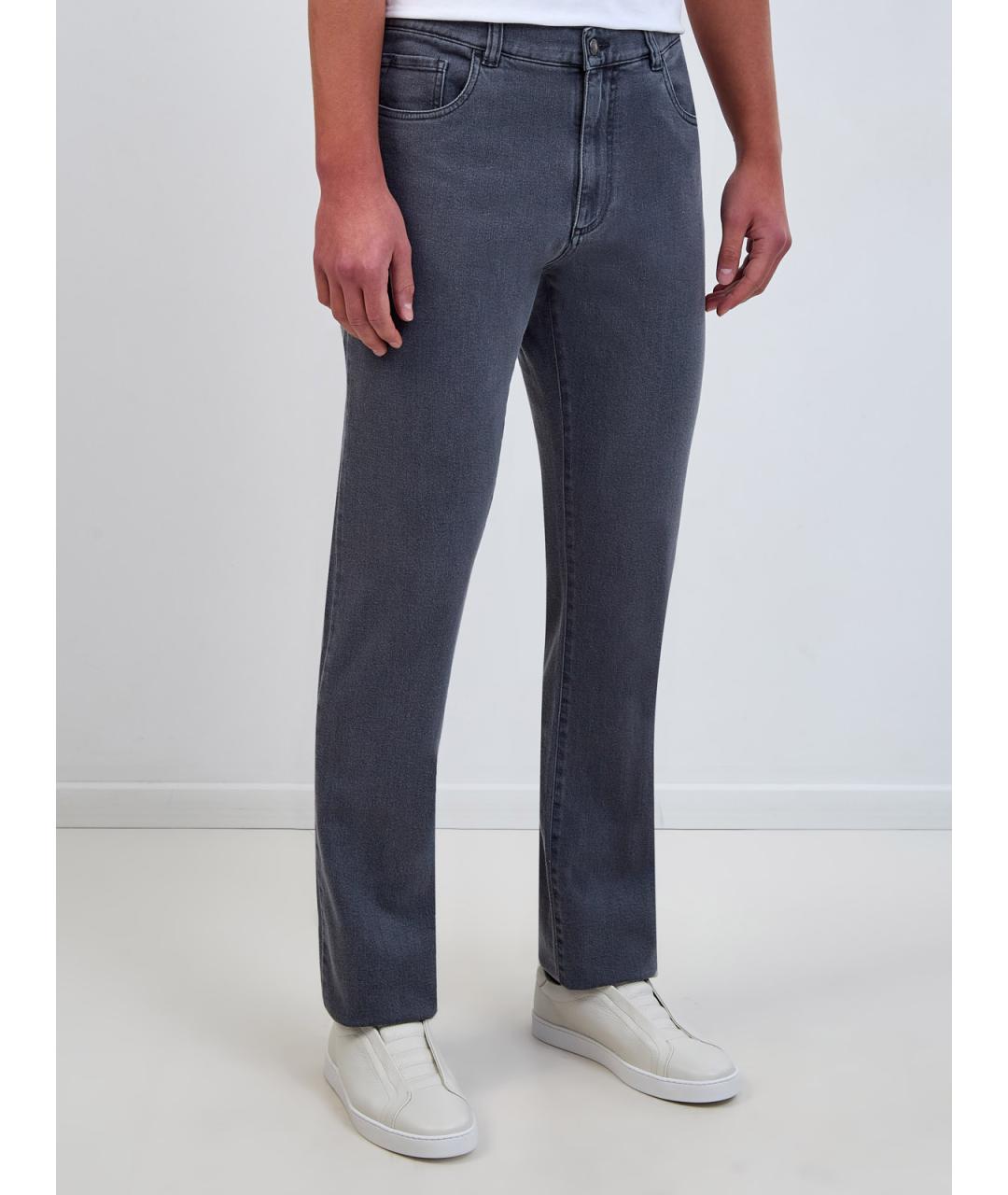 CANALI Серые хлопковые джинсы скинни, фото 3