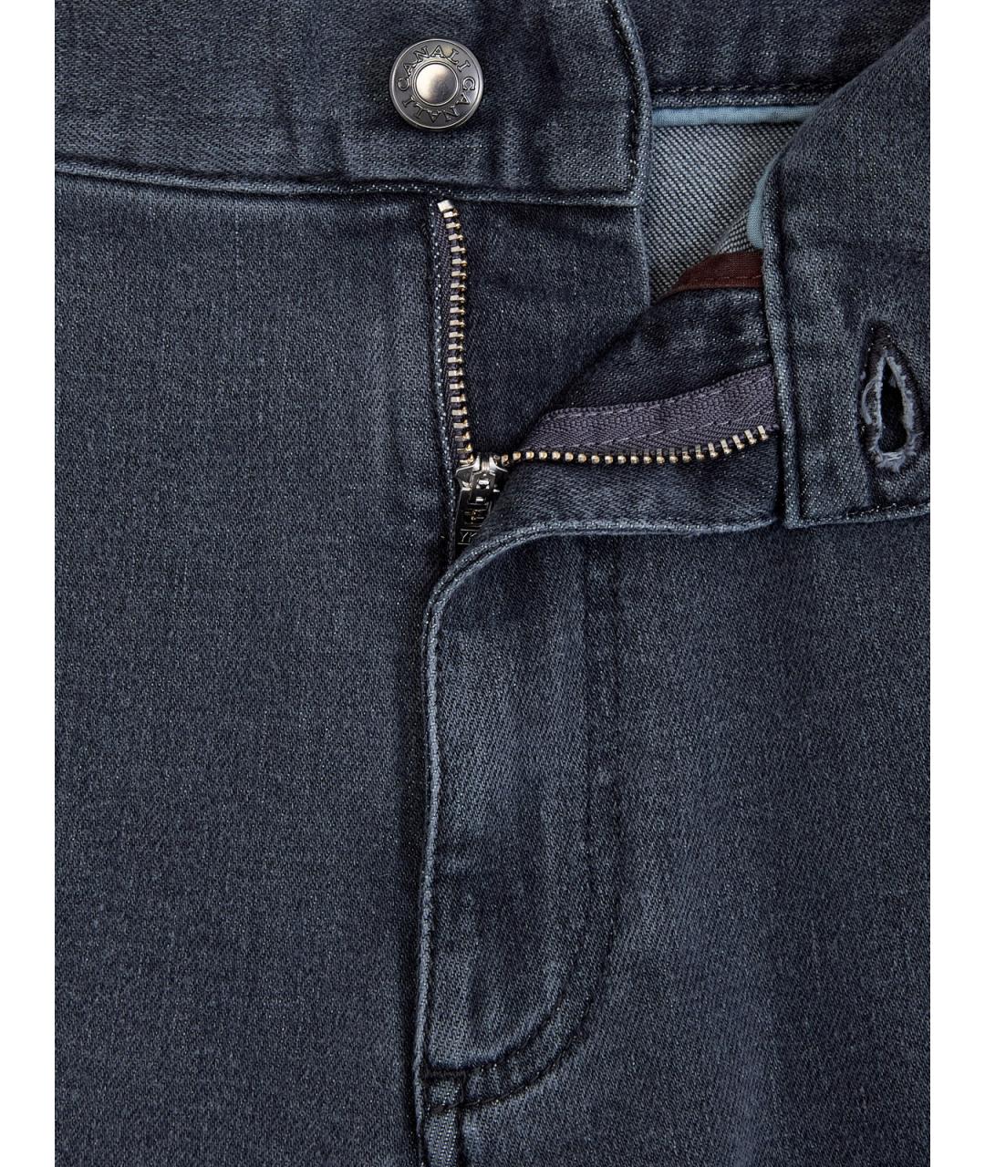 CANALI Серые хлопковые джинсы скинни, фото 6