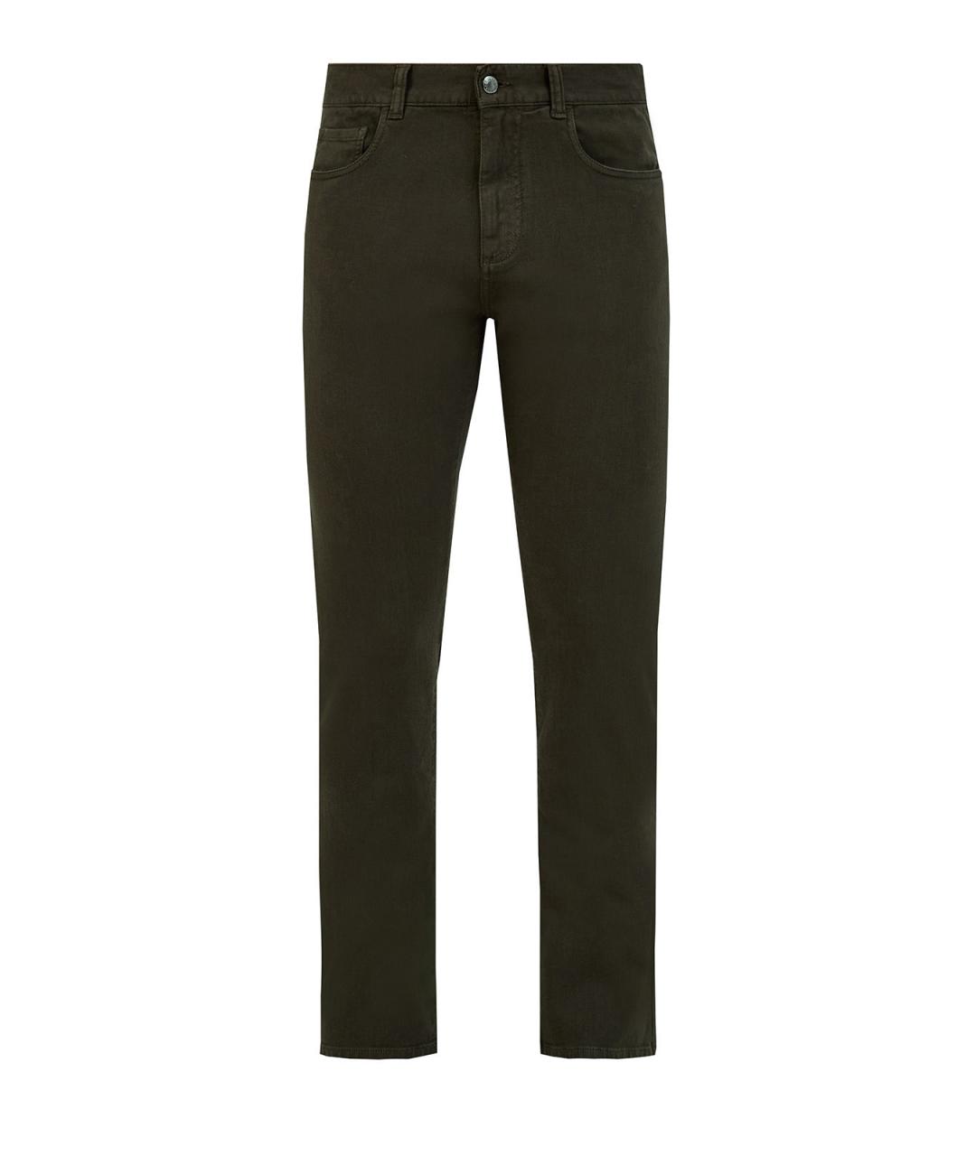 CANALI Хаки хлопковые джинсы скинни, фото 1