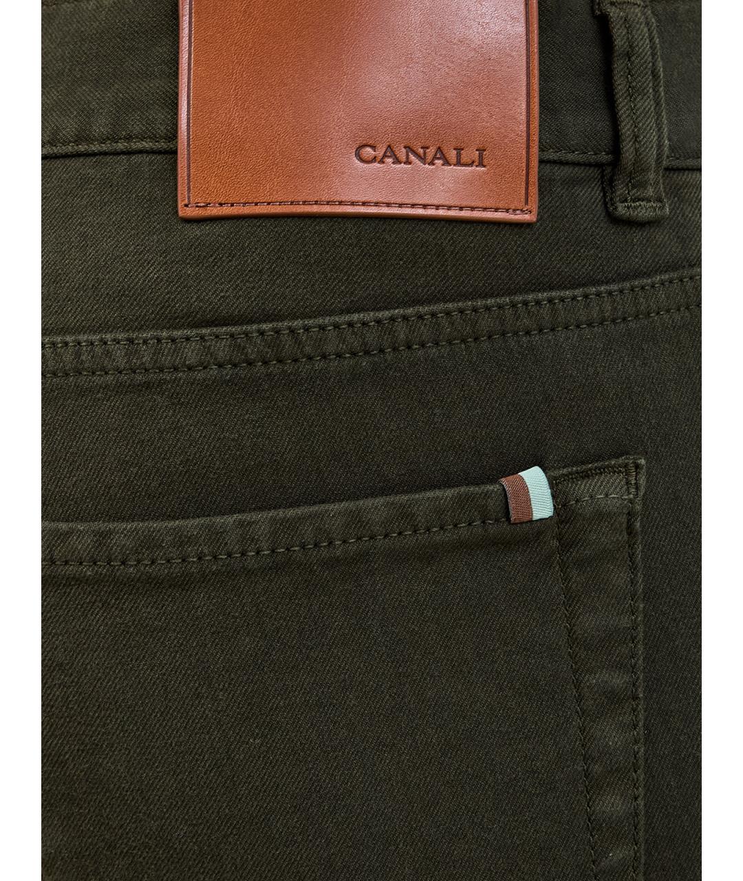 CANALI Хаки хлопковые джинсы скинни, фото 5