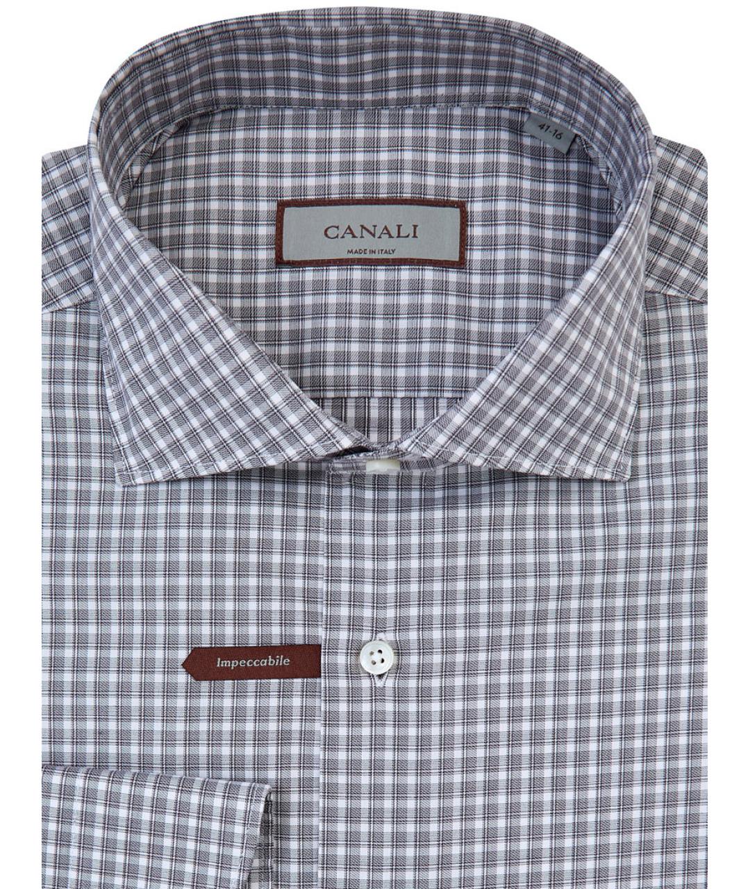 CANALI Серая хлопковая кэжуал рубашка, фото 2