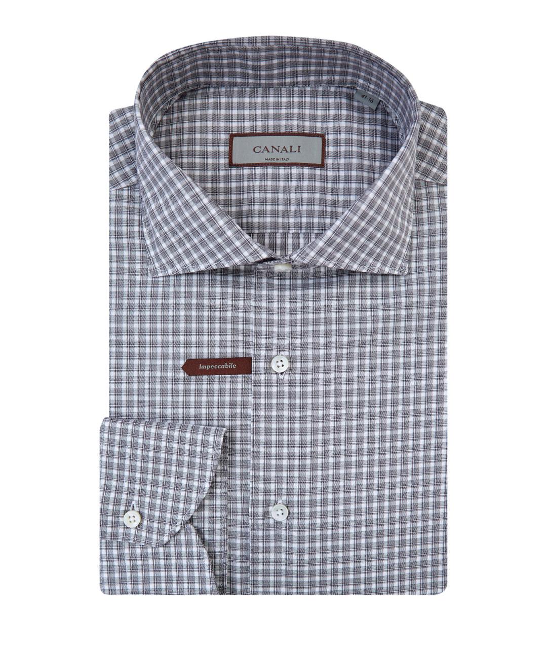 CANALI Серая хлопковая кэжуал рубашка, фото 1