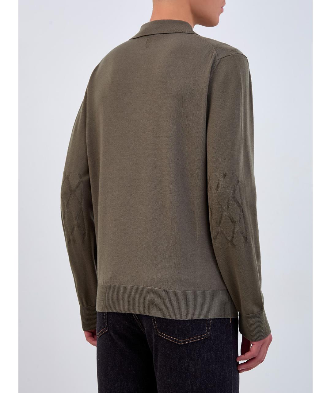CANALI Хаки поло с длинным рукавом, фото 4