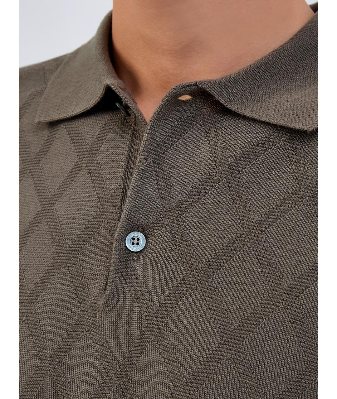 CANALI Хаки поло с длинным рукавом, фото 5