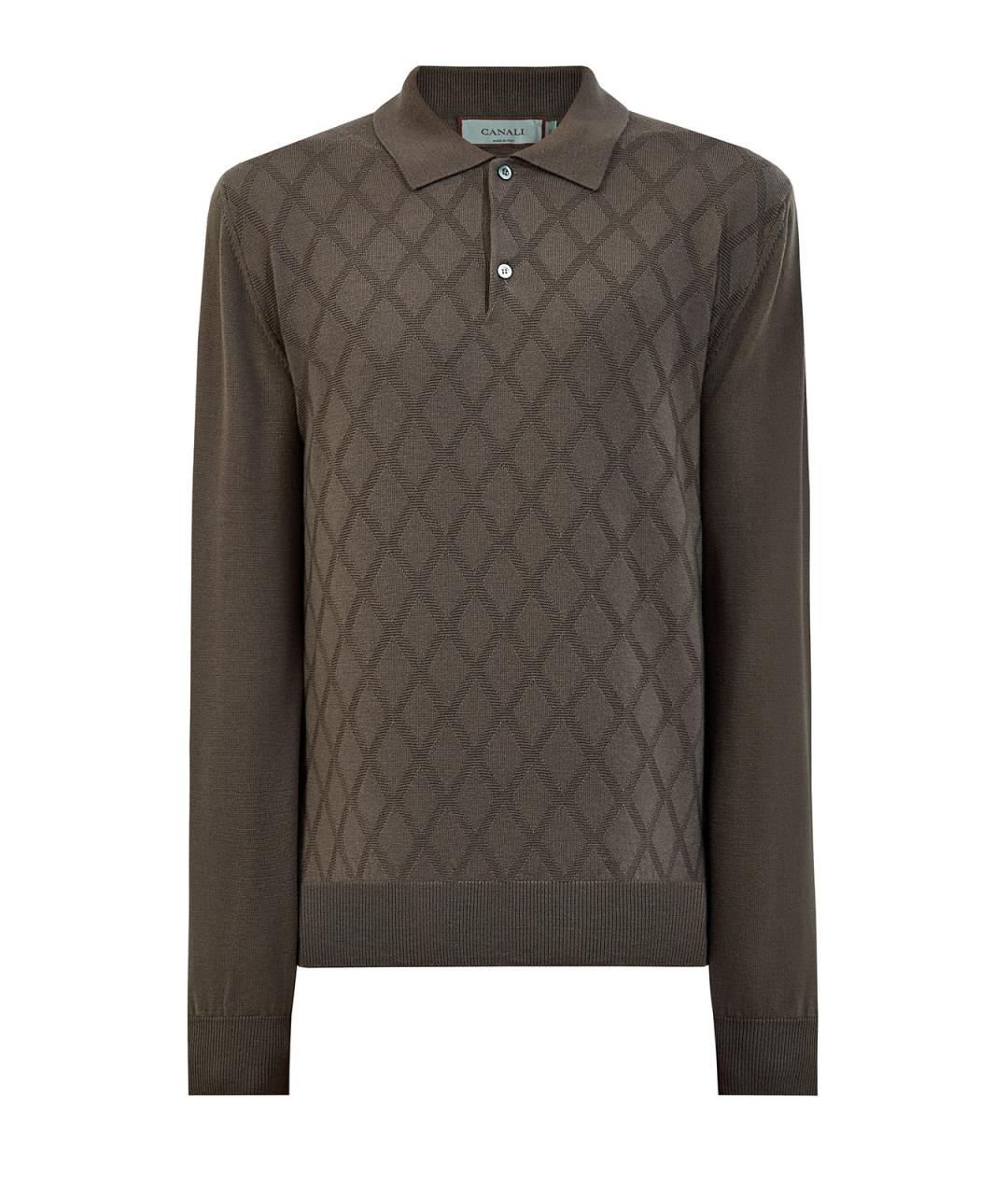 CANALI Хаки поло с длинным рукавом, фото 1
