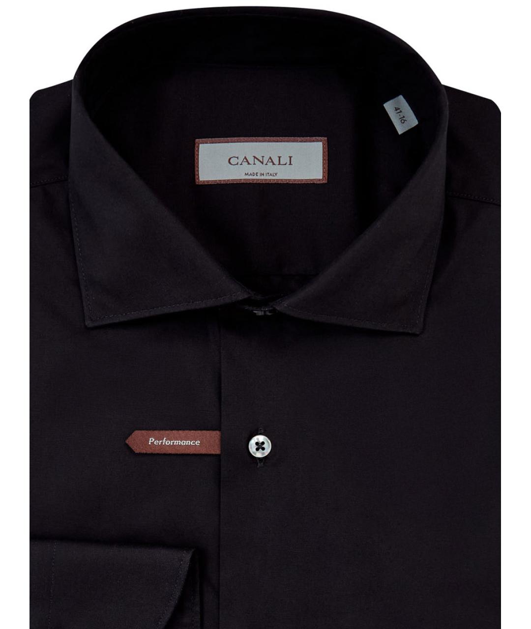 CANALI Черная хлопковая классическая рубашка, фото 2