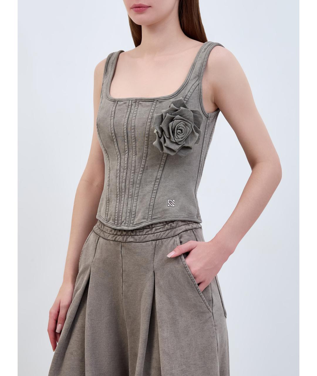 GIUSEPPE DI MORABITO Серая хлопковая майка, фото 3