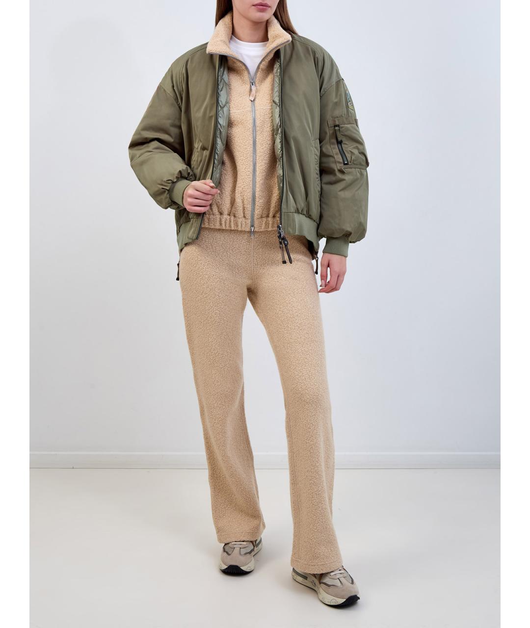 PARAJUMPERS Бежевые шерстяные прямые брюки, фото 2