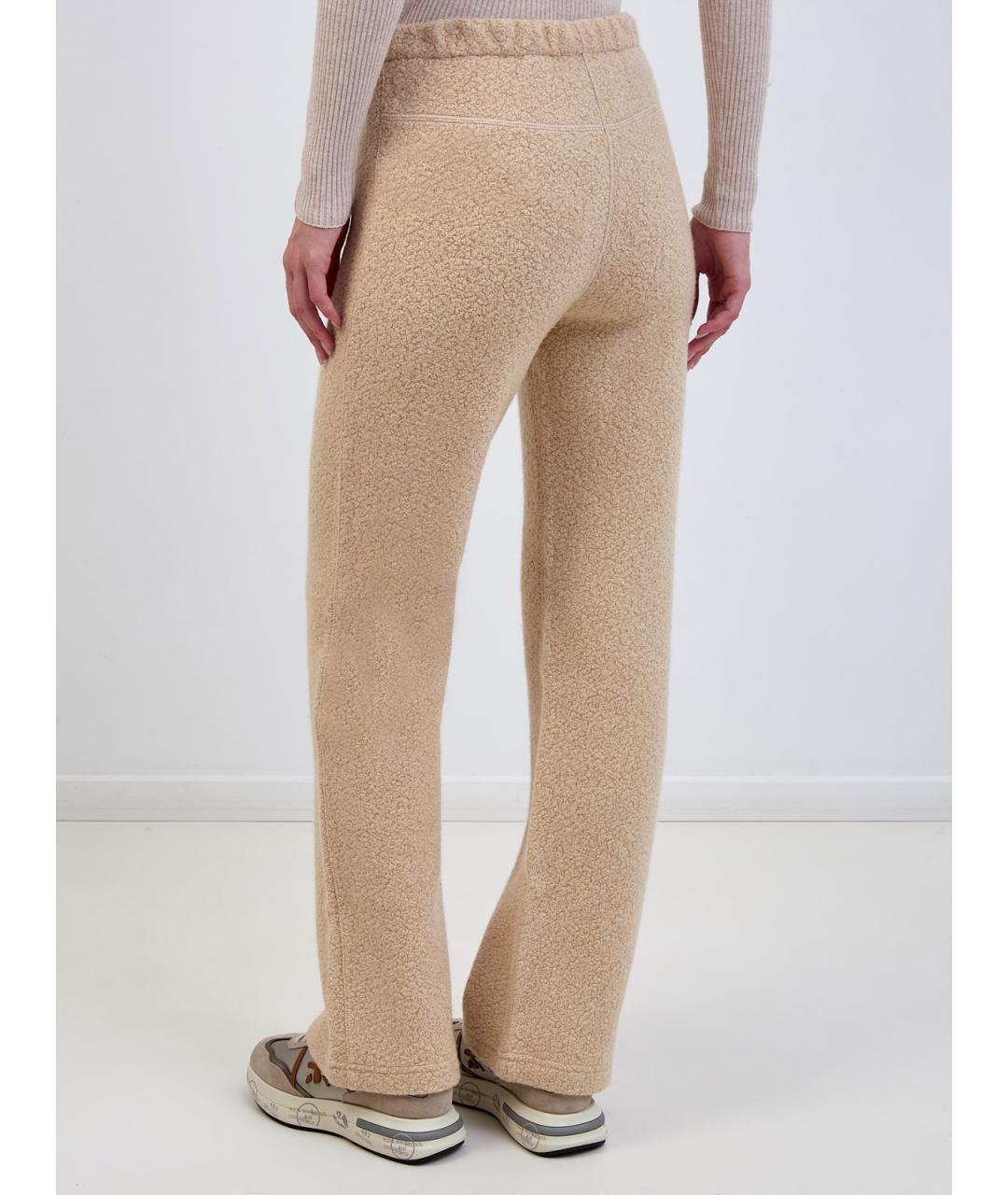 PARAJUMPERS Бежевые шерстяные прямые брюки, фото 4