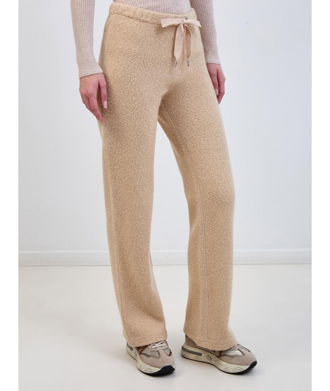 PARAJUMPERS Бежевые шерстяные прямые брюки, фото 3