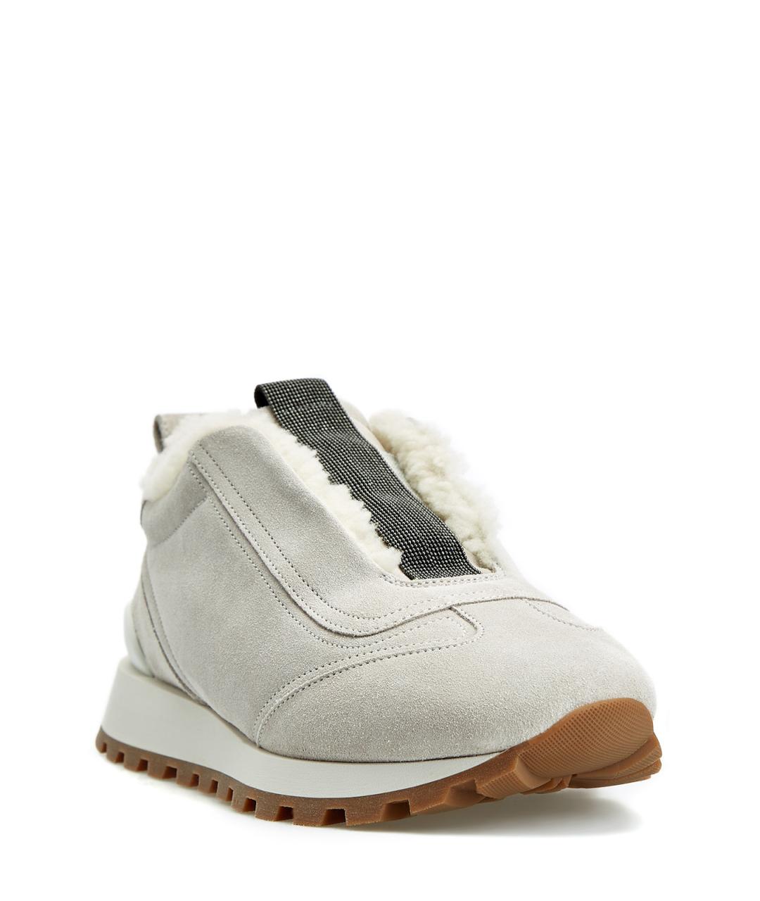 BRUNELLO CUCINELLI Белые замшевые слипоны, фото 3